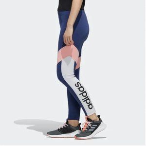 Adidas Designed 2 Move 7/8 Tights Blue White Pink Sz. M